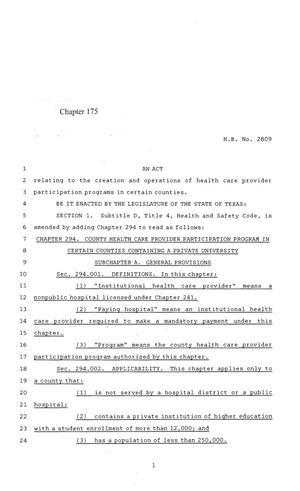 84th Texas Legislature, Regular Session, House Bill 2809, Chapter 175