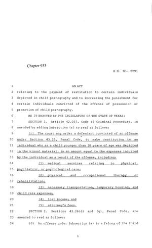 84th Texas Legislature, Regular Session, House Bill 2291, Chapter 933