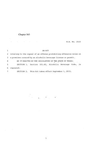 84th Texas Legislature, Regular Session, House Bill 2533, Chapter 565