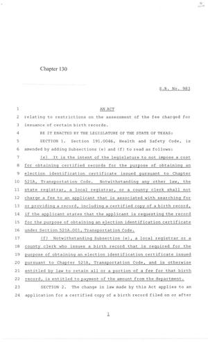 84th Texas Legislature, Regular Session, Senate Bill 983, Chapter 130