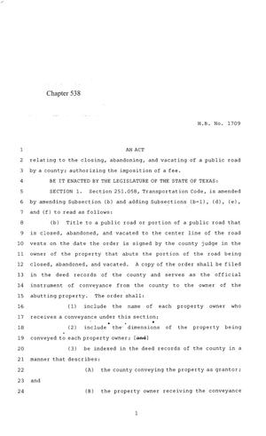 84th Texas Legislature, Regular Session, House Bill 1709, Chapter 538