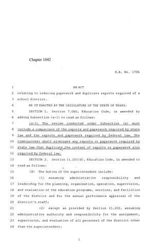 84th Texas Legislature, Regular Session, House Bill 1706, Chapter 1042