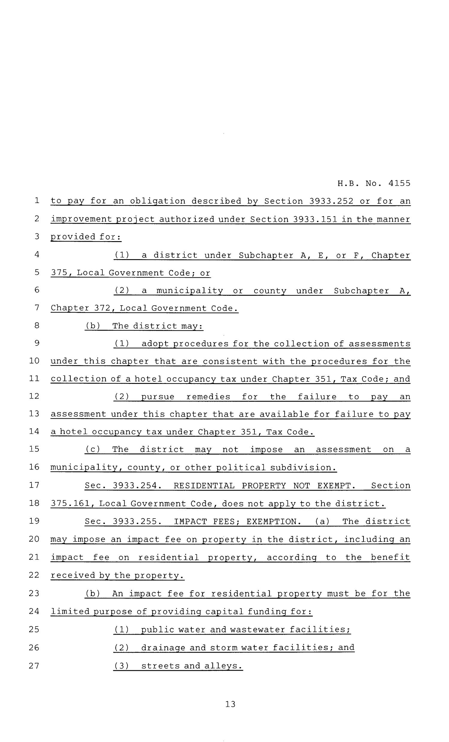 84th Texas Legislature, Regular Session, House Bill 4155, Chapter 1239
                                                
                                                    [Sequence #]: 13 of 53
                                                