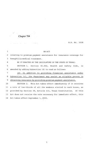 84th Texas Legislature, Regular Session, House Bill 1038, Chapter 704