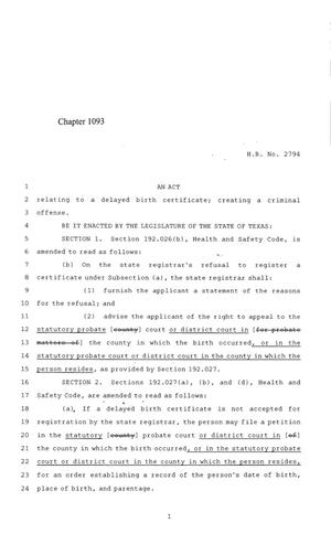 84th Texas Legislature, Regular Session, House Bill 2794, Chapter 1093