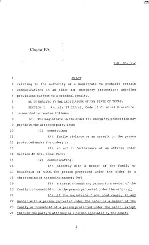 84th Texas Legislature, Regular Session, Senate Bill 112, Chapter 108
