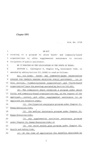 84th Texas Legislature, Regular Session, House Bill 2718, Chapter 1091