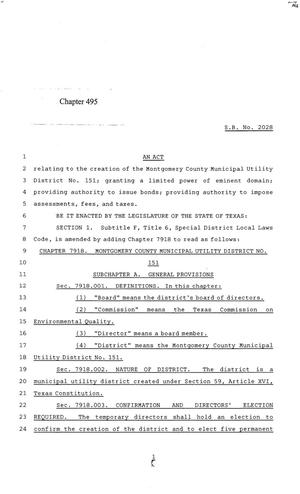 84th Texas Legislature, Regular Session, Senate Bill 2028, Chapter 495