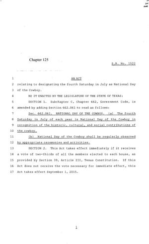 84th Texas Legislature, Regular Session, Senate Bill 1522, Chapter 125