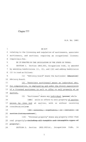 84th Texas Legislature, Regular Session, House Bill 2481, Chapter 777