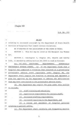84th Texas Legislature, Regular Session, Senate Bill 373, Chapter 183