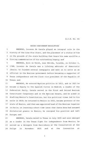84th Texas Legislature, Regular Session, House Concurrent Resolution 81