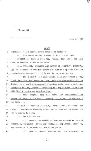 84th Texas Legislature, Regular Session, Senate Bill 839, Chapter 140