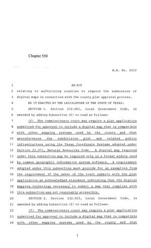 84th Texas Legislature, Regular Session, House Bill 2033, Chapter 550