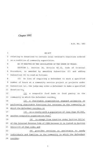84th Texas Legislature, Regular Session, House Bill 583, Chapter 1002