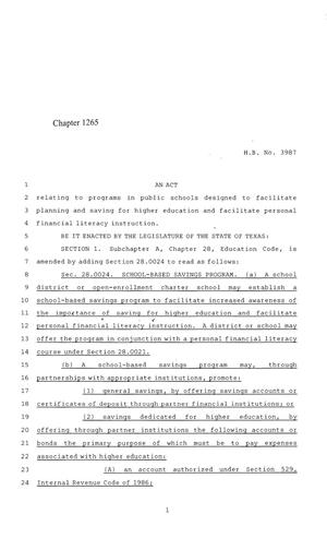84th Texas Legislature, Regular Session, House Bill 3987, Chapter 1265