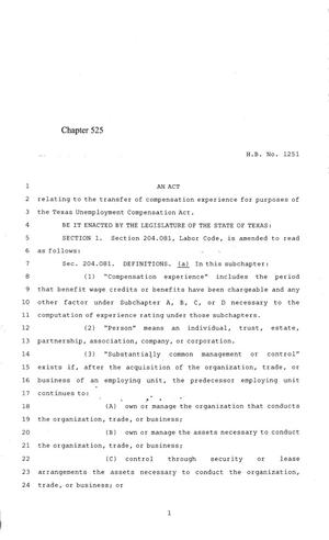 84th Texas Legislature, Regular Session, House Bill 1251, Chapter 525