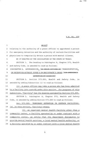 Primary view of object titled '84th Texas Legislature, Regular Session, Senate Bill 359'.