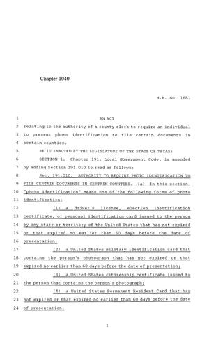 84th Texas Legislature, Regular Session, House Bill 1681, Chapter 1040