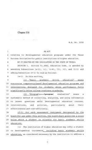 84th Texas Legislature, Regular Session, House Bill 1054, Chapter 518