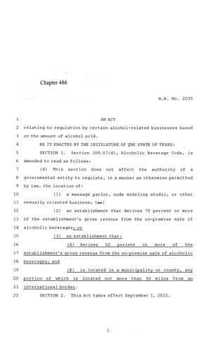 84th Texas Legislature, Regular Session, House Bill 2035, Chapter 486