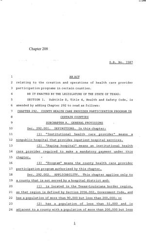 84th Texas Legislature, Regular Session, Senate Bill 1587, Chapter 208