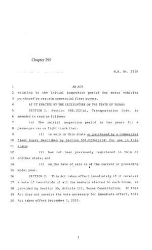 84th Texas Legislature, Regular Session, House Bill 2115, Chapter 295