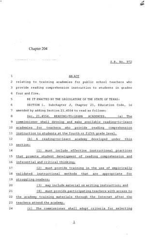 84th Texas Legislature, Regular Session, Senate Bill 972, Chapter 204