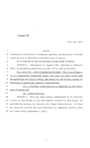 84th Texas Legislature, Regular Session, House Bill 2515, Chapter 362