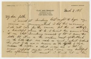 [Letter from Henry Clay, Jr. to his Family, March 1, 1918]