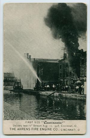 [Postcard of a Fire Engine Test]