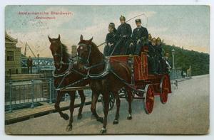 Primary view of object titled '[Postcard of Amsterdam Fire Department]'.