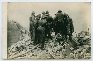 [Postcard of Fire Fighters in a Ruined Building]