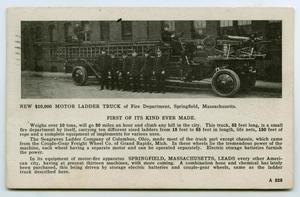 Primary view of object titled '[Postcard of a Ladder Truck, Springfield, Massachusetts]'.
