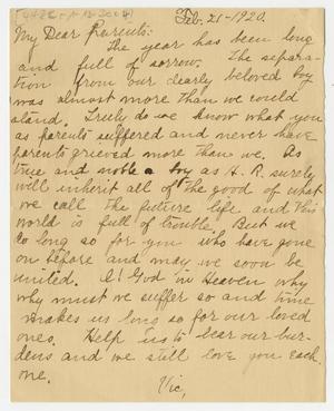 [Letter to the Parents of Henry Clay, Jr., February 21, 1920]
