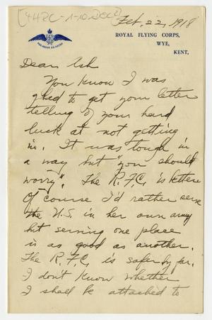 [Letter from Henry Clay, Jr. to his Brother Ashton, February 22, 1918]
