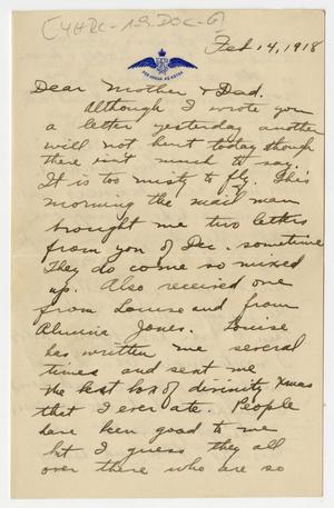 Primary view of object titled '[Letter from Henry Clay, Jr. to his Parents, February 14, 1918]'.