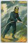 Postcard: [Postcard of a Fire Fighter Extinguishing a Fire]