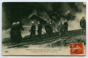 [Postcard of Fire Fighters in Saint-Ouen]