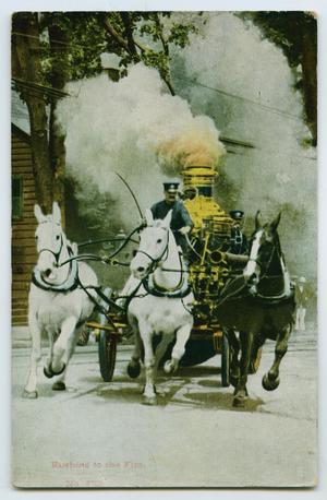[Postcard of Fire Fighters Driving to a Fire]