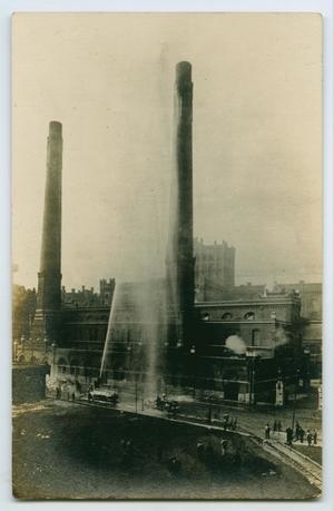 Primary view of object titled '[Postcard of a Webb Fire Engine Test]'.