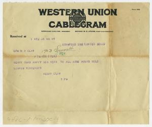 [Cablegram from Henry Clay, Jr. to his Father, December 22, 1918]