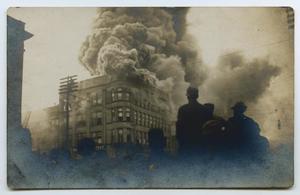 [Postcard with a Photo of a Large Building on Fire]