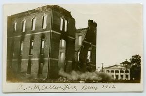 Primary view of object titled '[Photograph of a Damaged Building at Texas A&M University]'.
