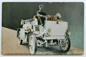 Primary view of object titled '[Postcard of a Motor Fire Engine]'.