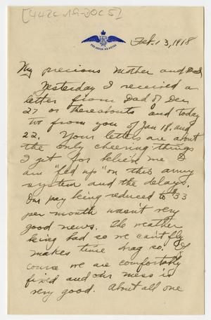 [Letter from Henry Clay, Jr. to his Parents, February 13, 1918]