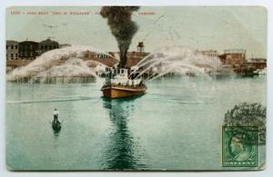 Primary view of object titled '[Postcard of a Fire Boat, Portland, Oregon]'.