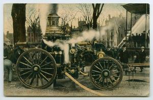 Primary view of object titled '[Postcard of a Fire Engine]'.