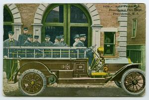 Primary view of object titled '[Postcard of the Providence Fire Department]'.