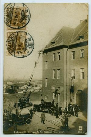 [Postcard of Firefighters Evacuating a Building, Berlin, Germany]